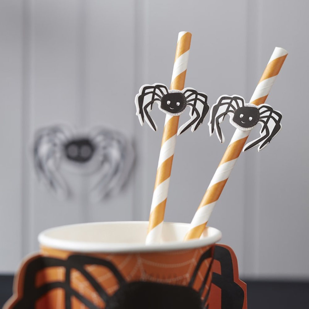Strohhalme Halloween "Spooky Spider" (16 Stück) ABVERKAUF