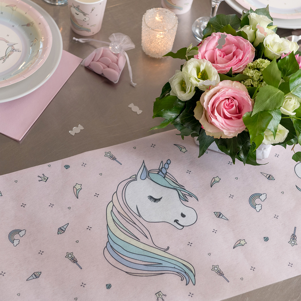 Tischläufer Einhorn bunt "Unicorn" 30 cm x 5 m