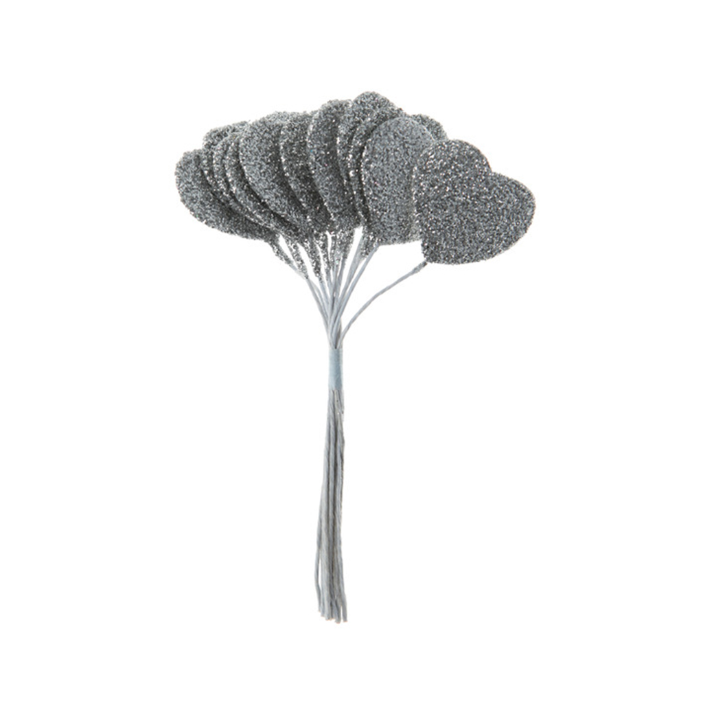 Glitterherzen Bund (12 Stück) weiß SALE