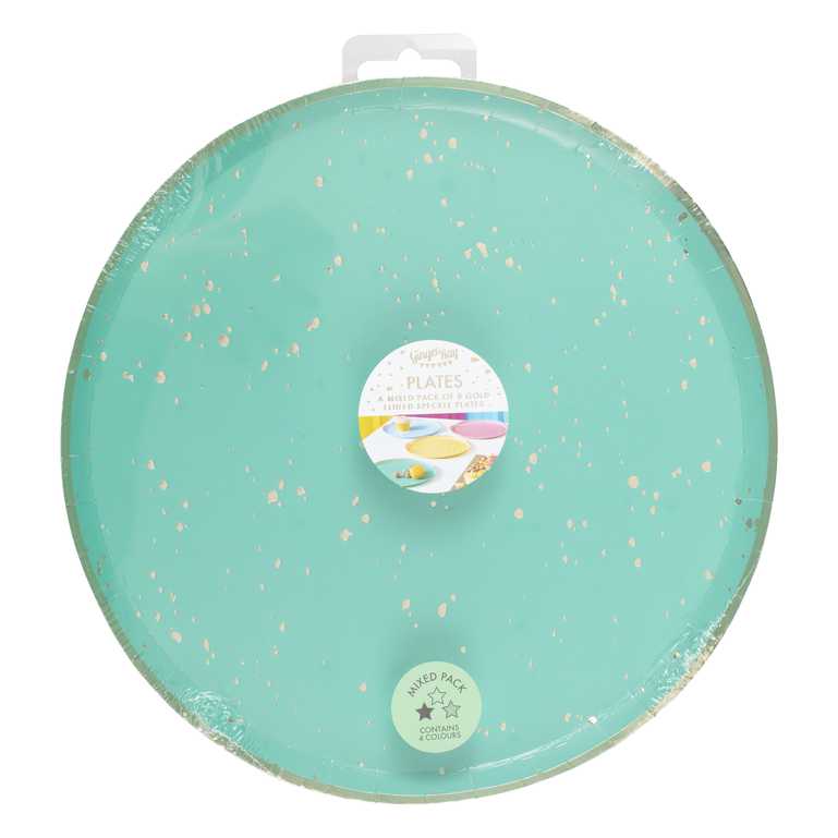 Partyteller in Regenbogenfarben, meliert, 8 Stück