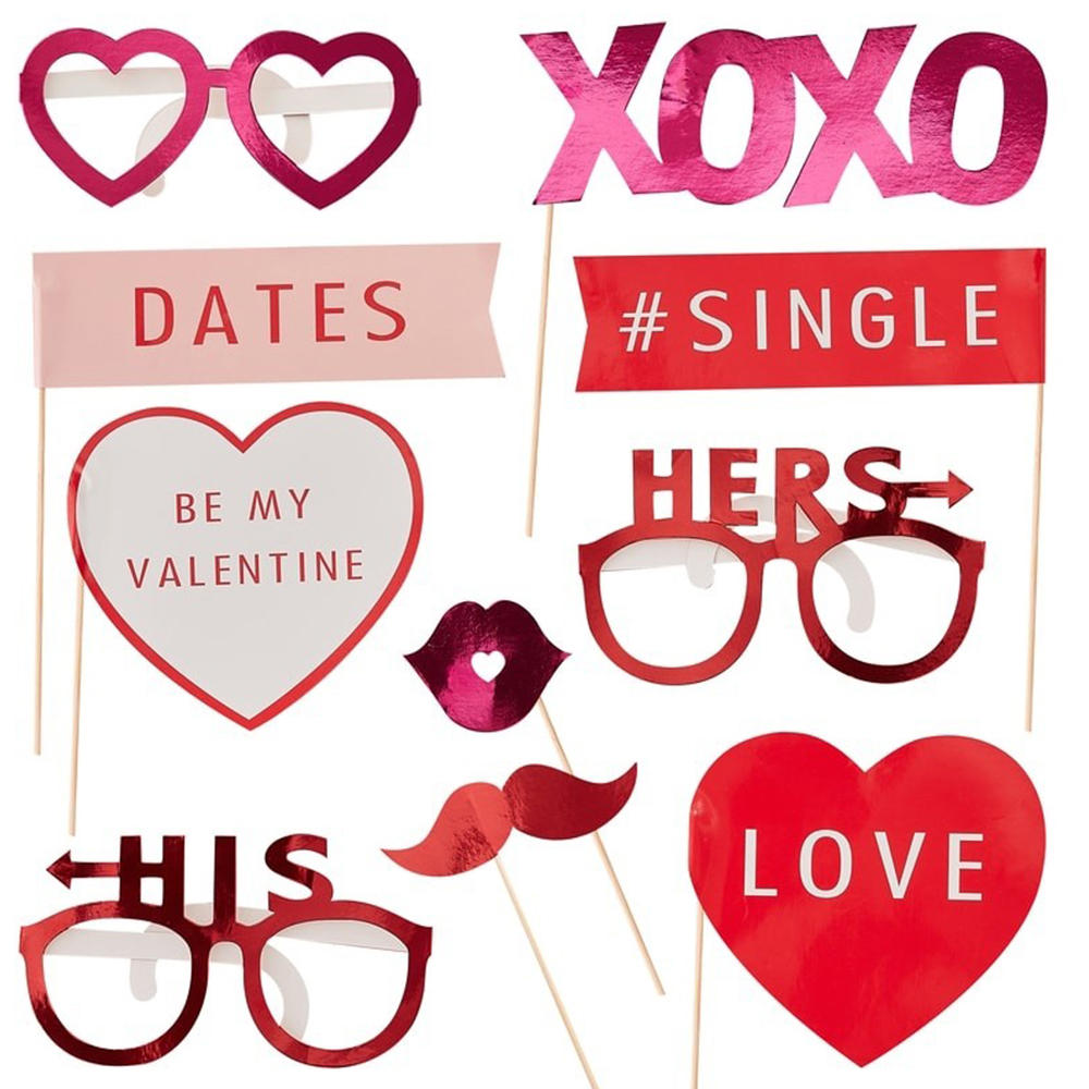 10 tlg. Party Foto Props "Be My Valentine"
