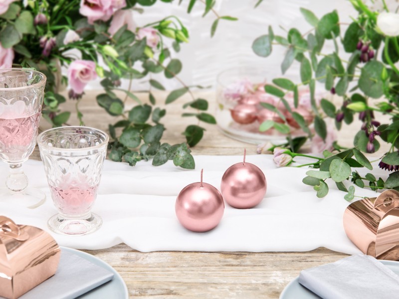 10 Stück Kugelkerzen 6 cm metallic roségold