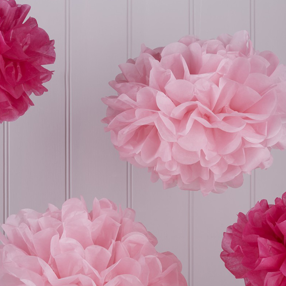 Pom Poms "Vintage Lace" (5 Stück) rosa/pink