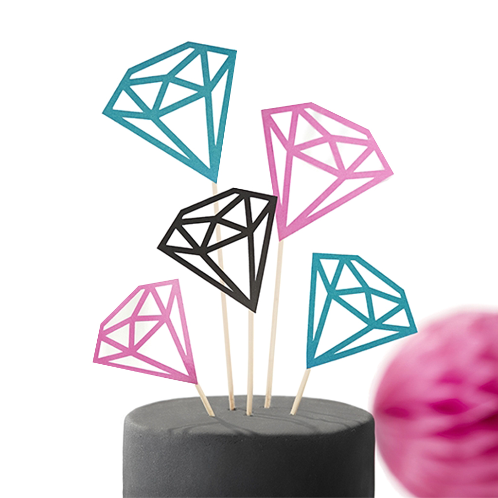 Tortendekoration "Diamonds Mix" groß (5 Stück)