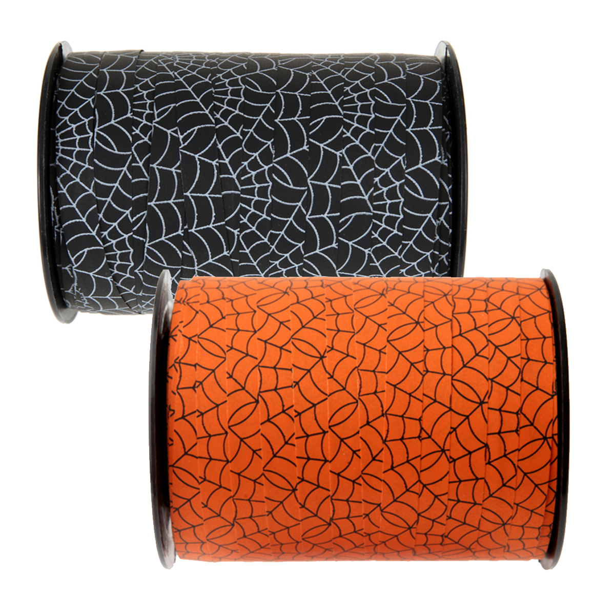 Kräuselband Halloween Spinnennetz orange ABVERKAUF