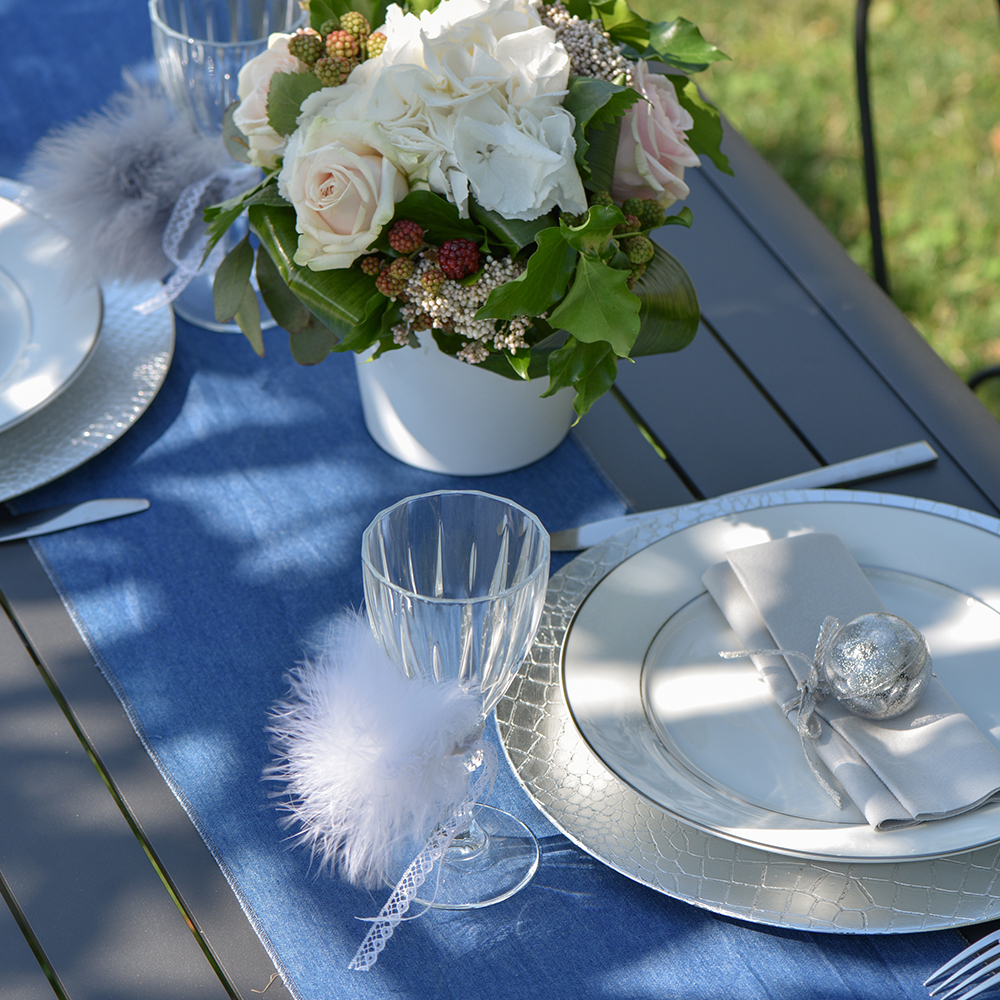 Tischlaufer "Maritim" 28 cm x 3 m blau