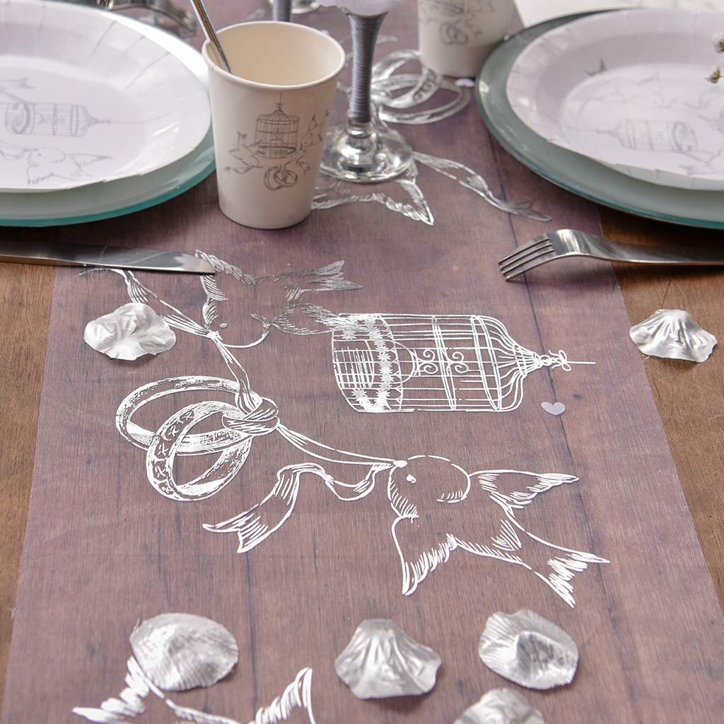 Tischläufer "Trauringe" 30 cm x 5 m ABVERKAUF