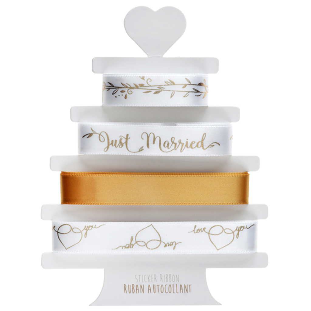 Geschenkband "Gold Mix Wedding" 2 m (4 Stück)