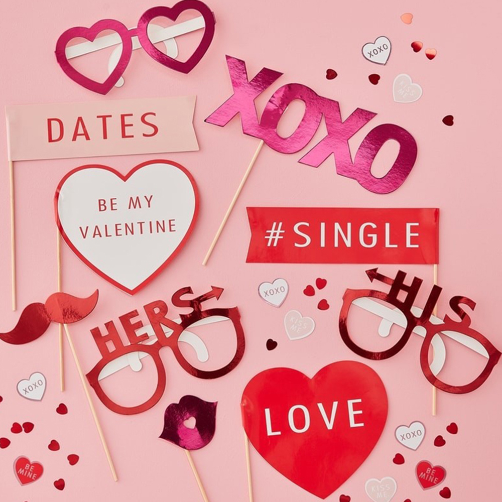 10 tlg. Party Foto Props "Be My Valentine"