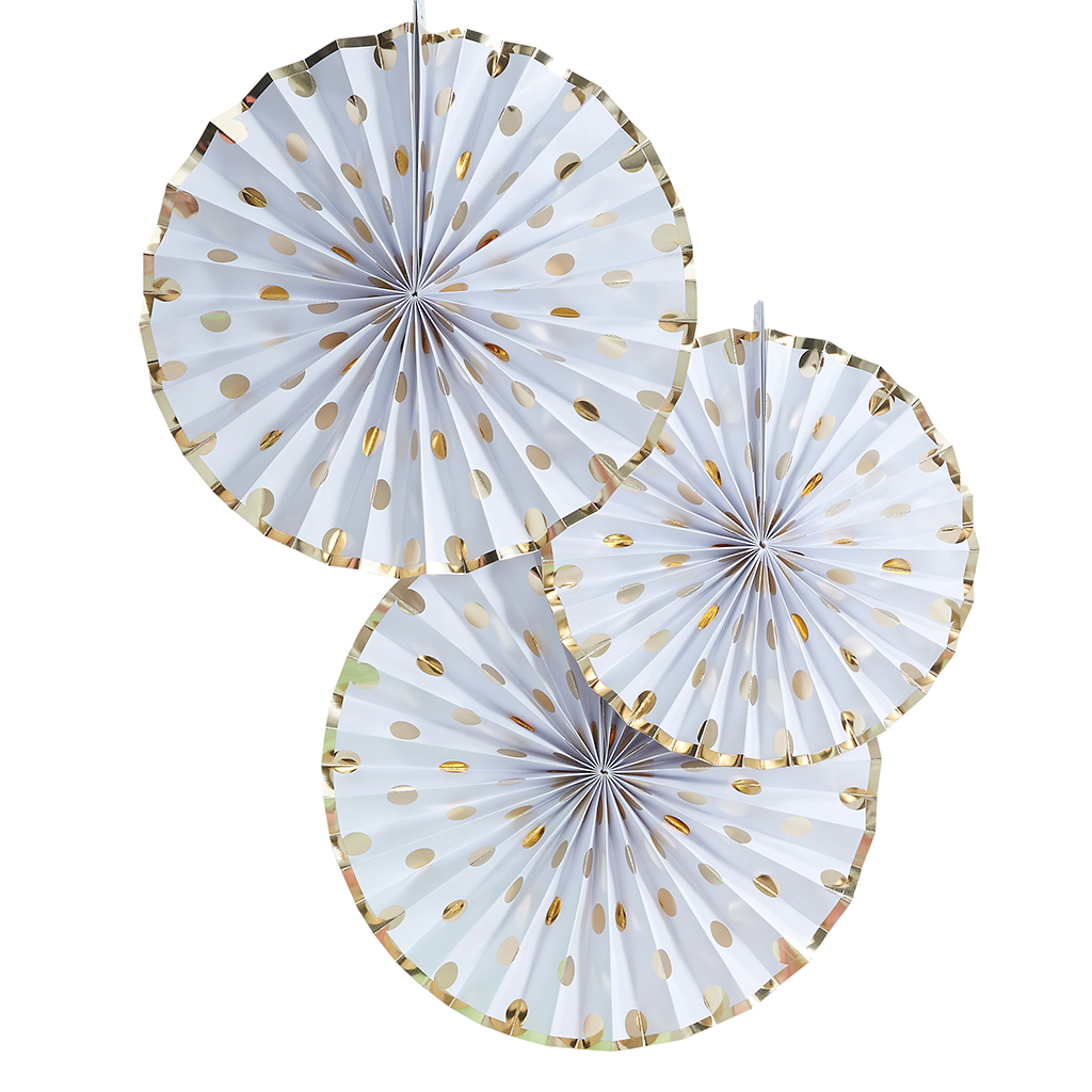 Fächer Rosetten Gold "Pick & Mix" (3 Stück)