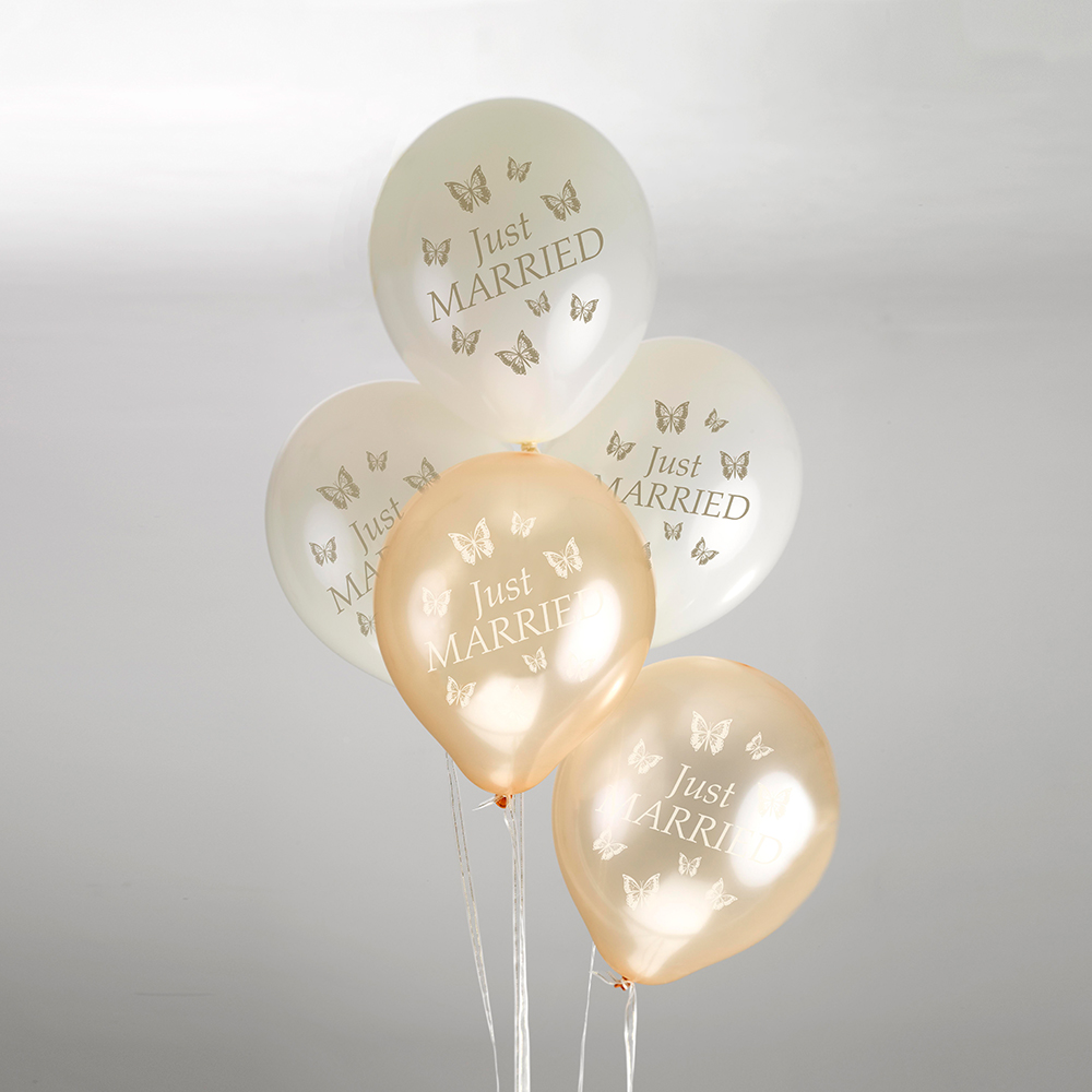 Luftballons "Butterflies" gold-ivory (8 Stück)