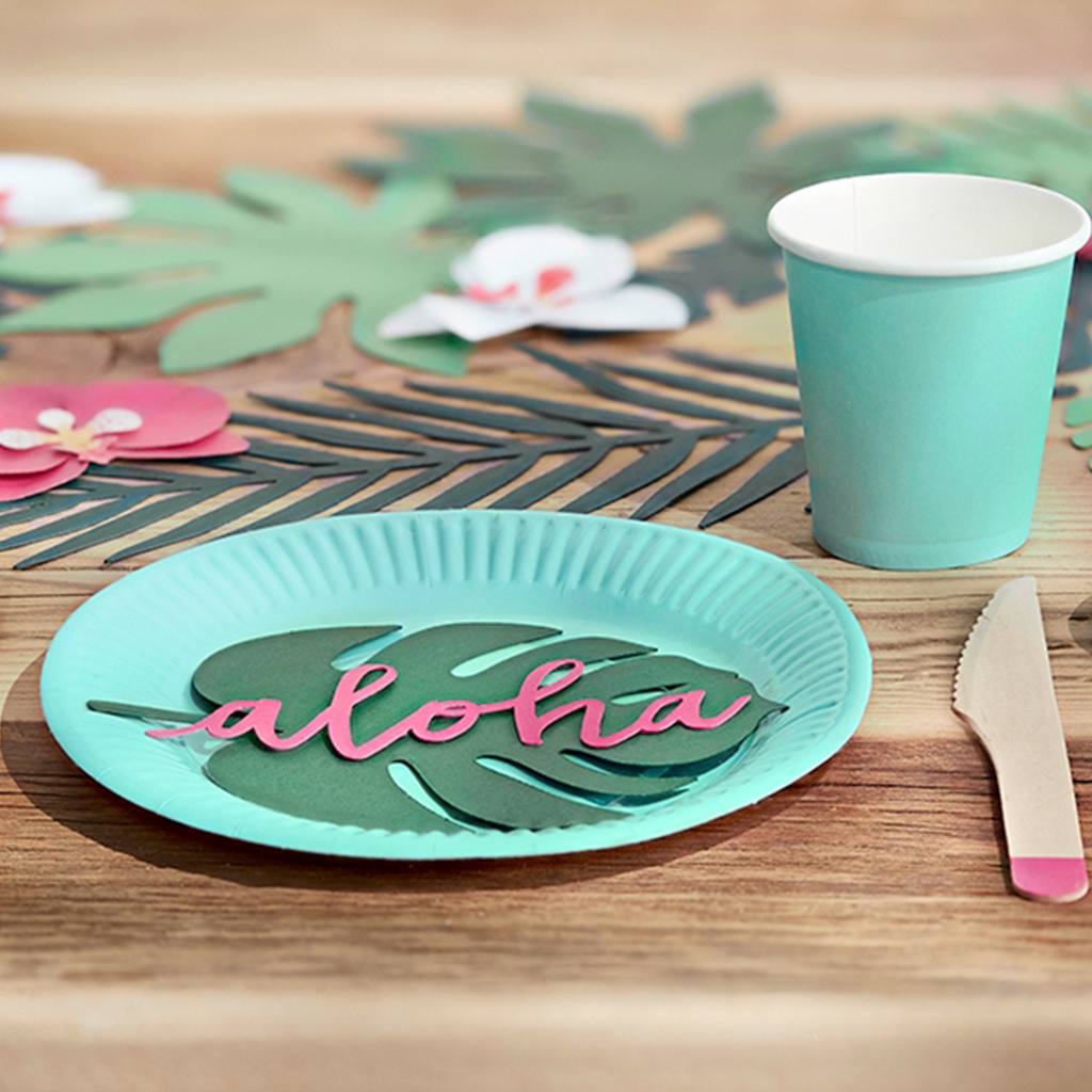 Tischdekoration "Flamingos" Blatt (6 Stück)