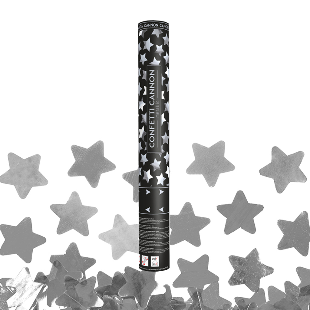 Konfetti Kanone "Sternenregen" silber 40 cm SALE