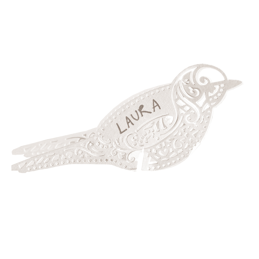 Namenskarte für Glas "Vintage Lace" (10 Stück) weiß