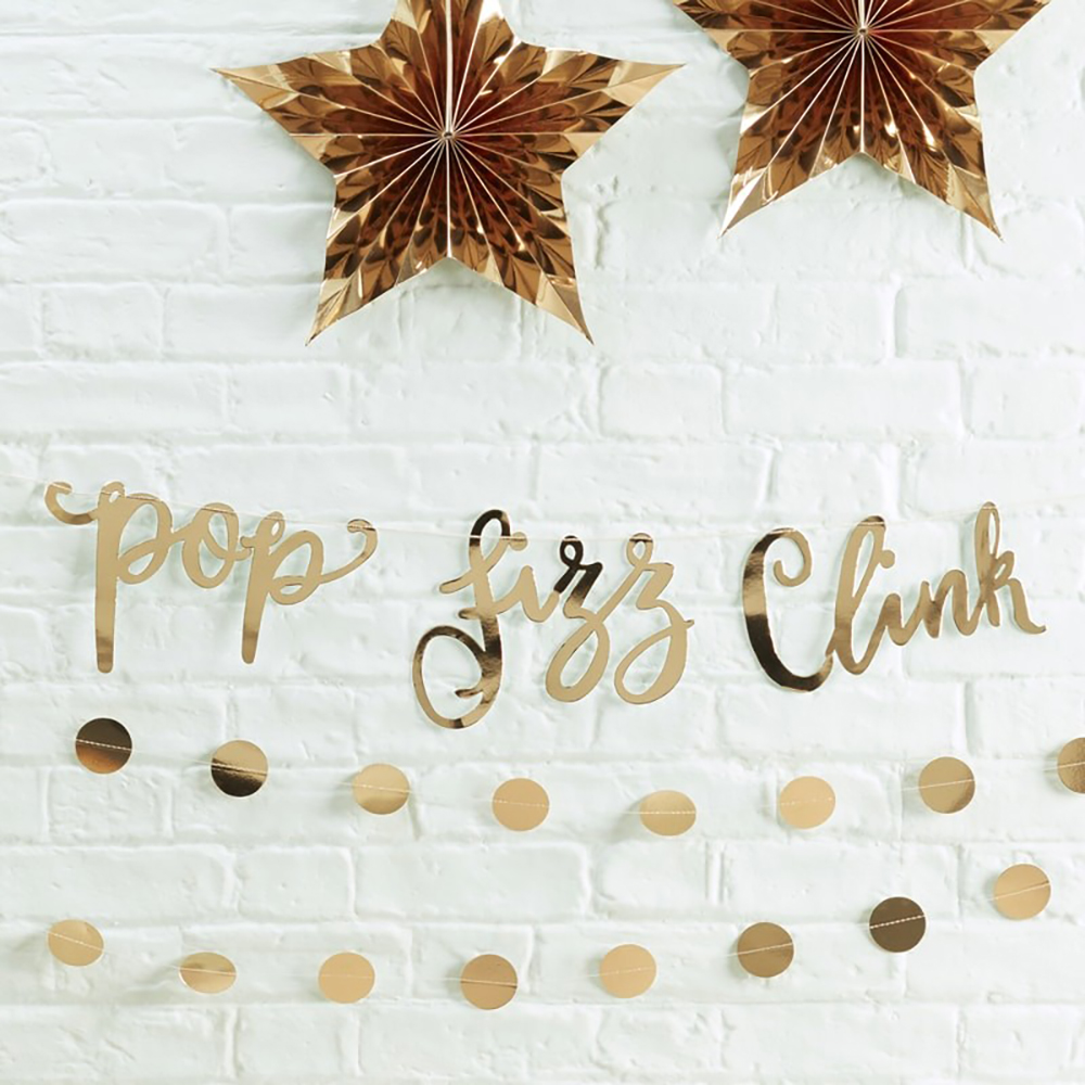 Girlande Pop Fizz Clink "Gold Metallic Star" 1,5 m ABVERKAUF