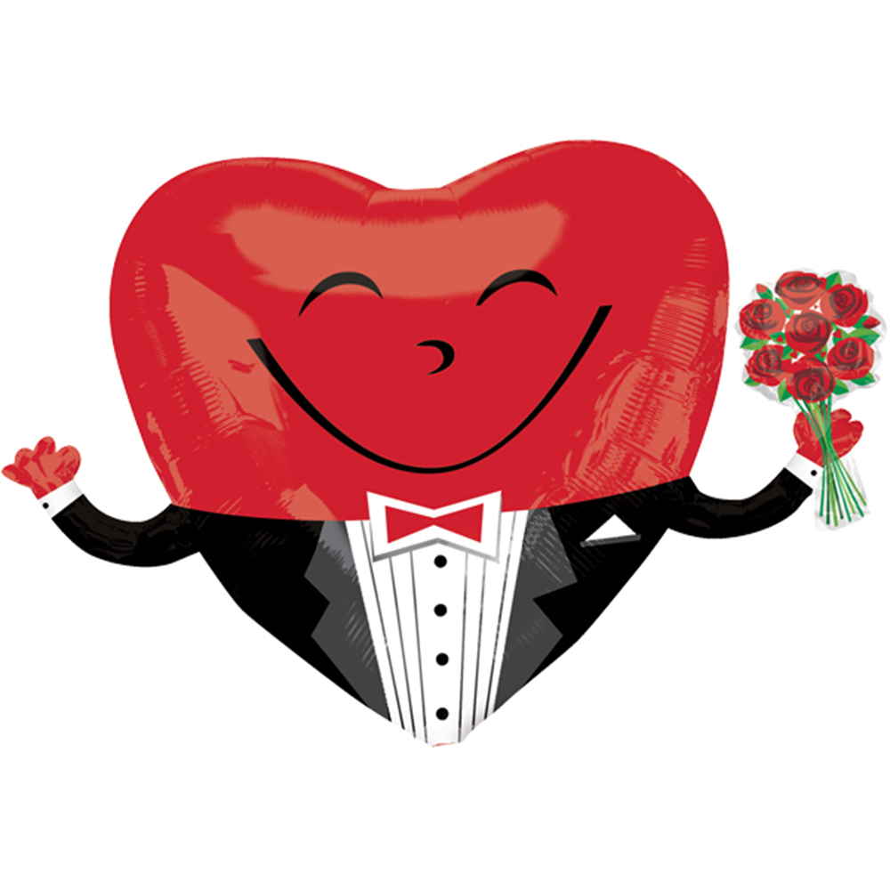 Folienballon "Herzsmiley im Anzug" 71 x 50 cm
