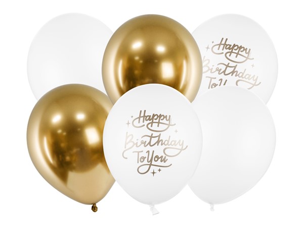 Ballons 30cm, Happy Birthday To You, Gold  Mix