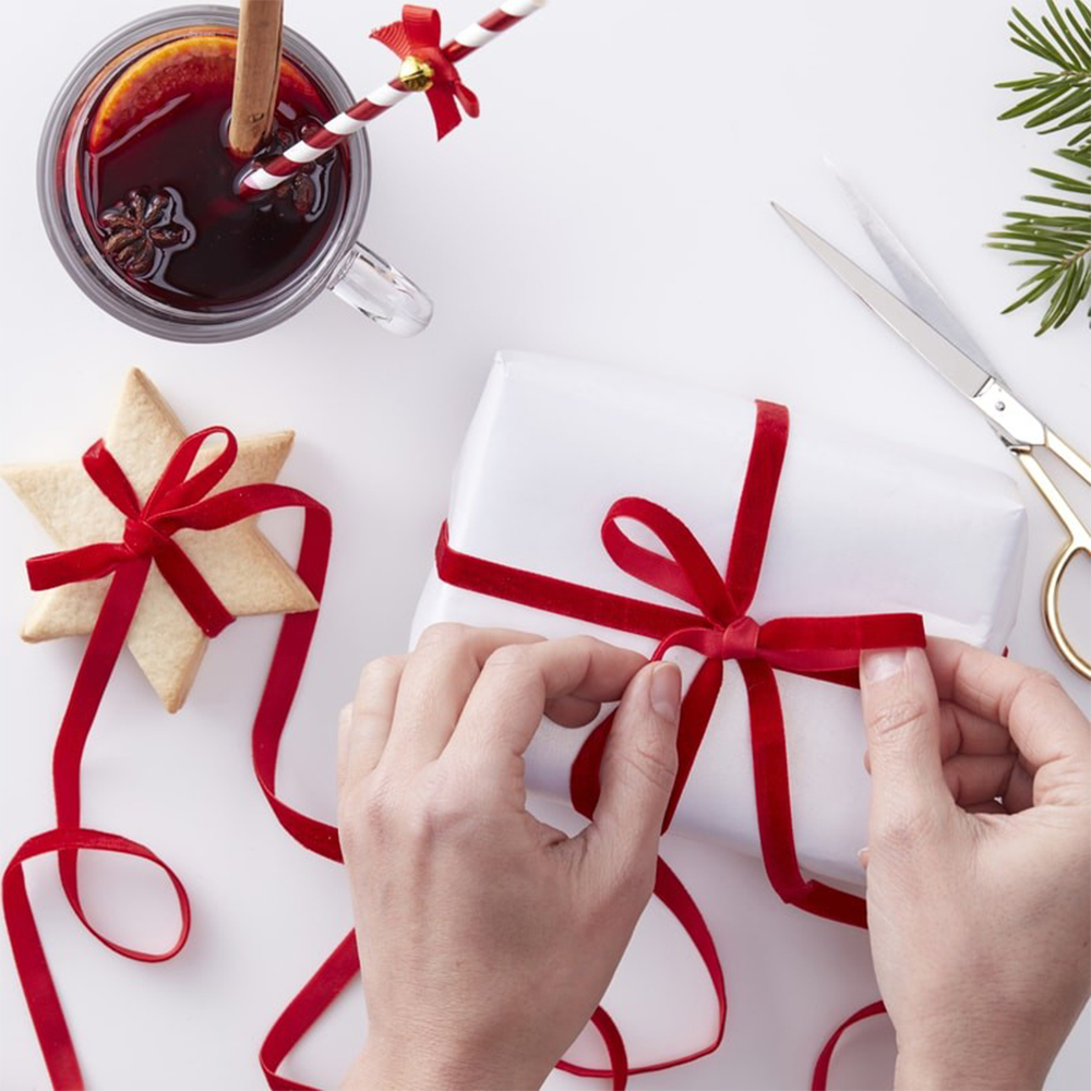 Geschenkband "Red & Gold" 10 m ABVERKAUF