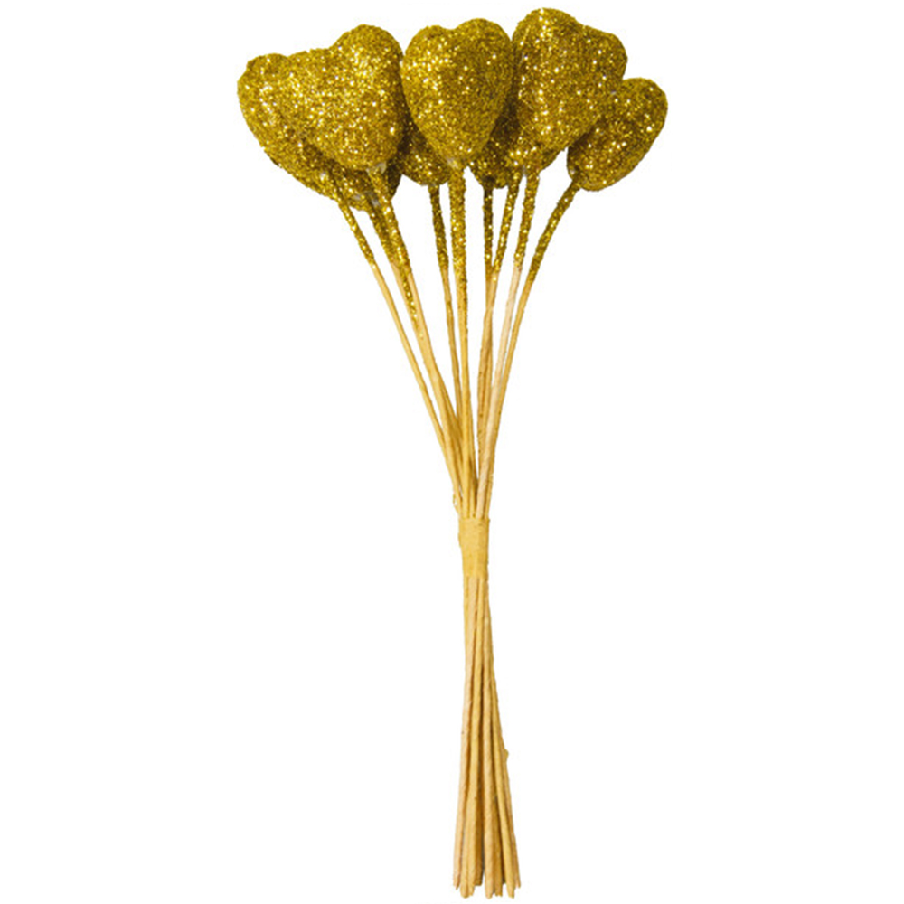 Dekoherzen Bund "Glitter" (12 Stück) grün