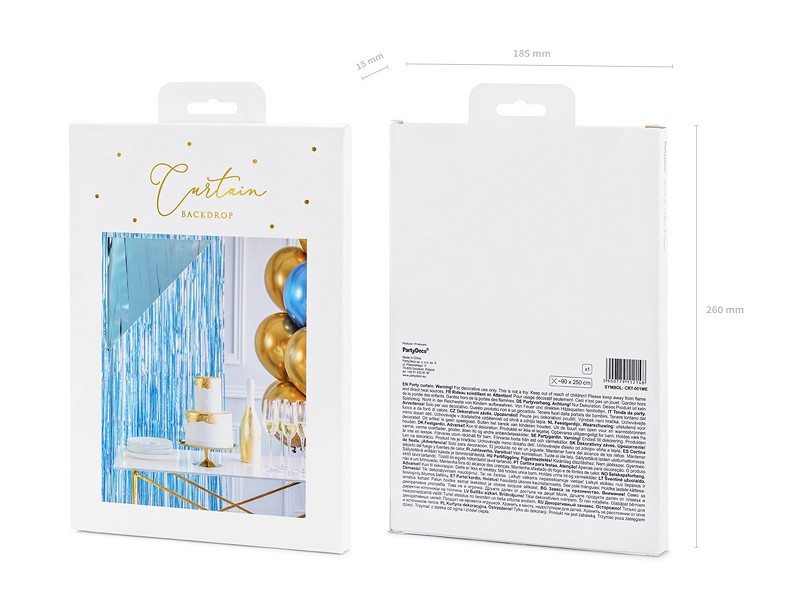 Lametta Vorhang Folie Glitzer -Blau Irisierend - 90 x 250 cm