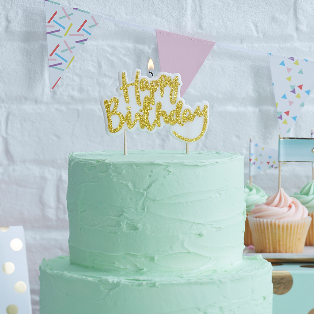 Tortendeko Geburtstagskerze Gold "Pick & Mix"