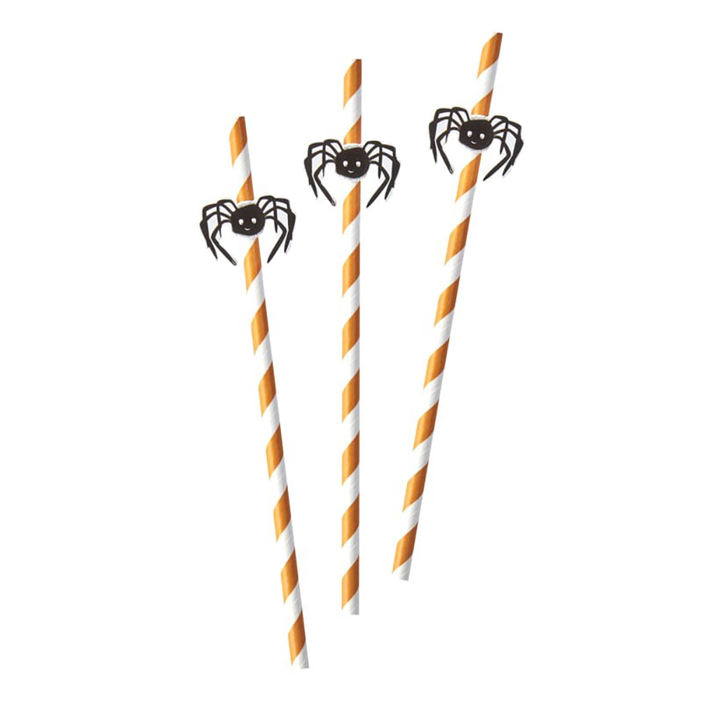 Strohhalme Halloween "Spooky Spider" (16 Stück) ABVERKAUF