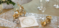 Packung mit 20 Servietten, Silvester, Weiß und Gold