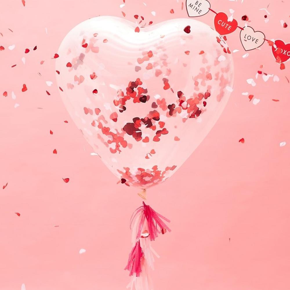 Luftballon Konfetti Herz XXL "Be My Valentine"