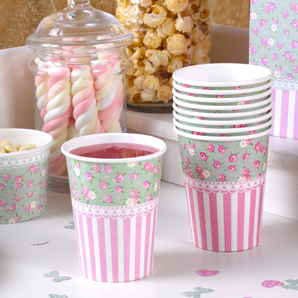 Partygeschirr "Frills & Spills" Pappbecher (8 Stück)