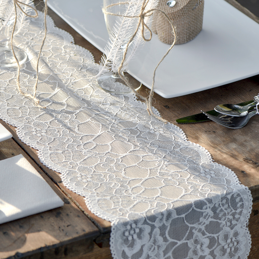 Tischläufer "Spitzen Runde" weiß 18 cm x 3 m