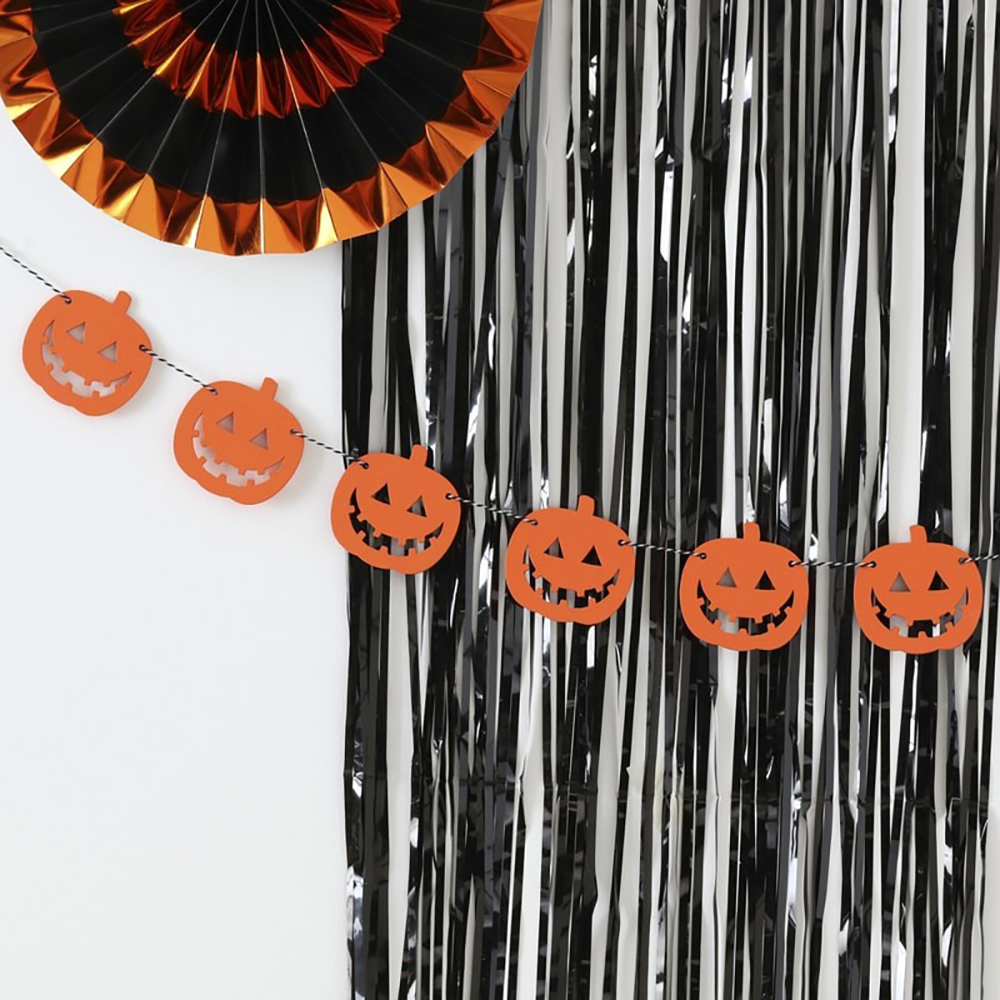 Holzgirlande Kürbis "Pumpkin Party" 1,5 m ABVERKAUF