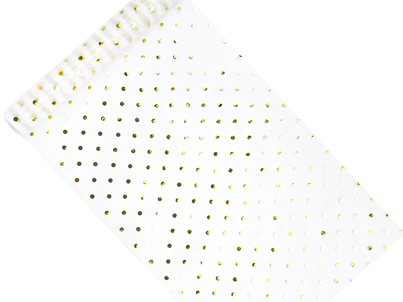 Organza bedruckt 9m x 36cm Goldene Punkte