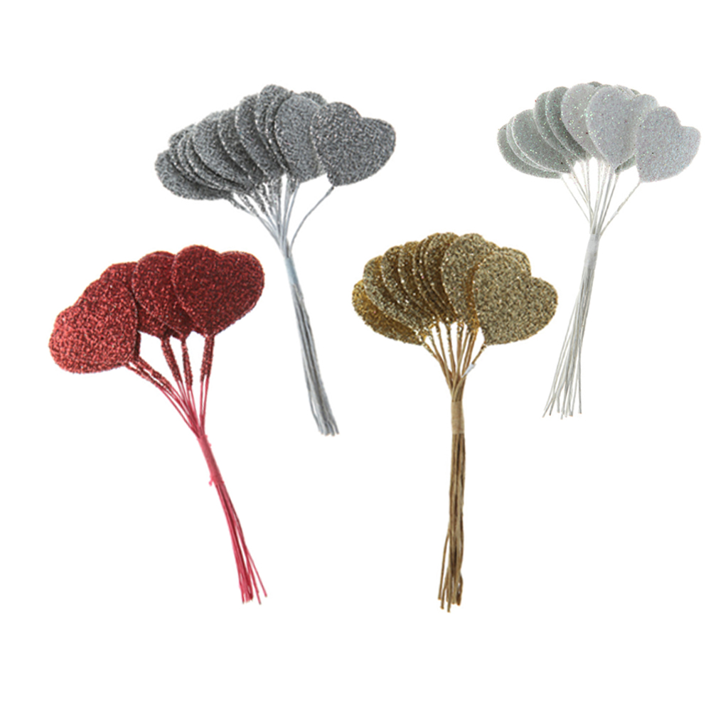 Glitterherzen Bund (12 Stück) weiß SALE