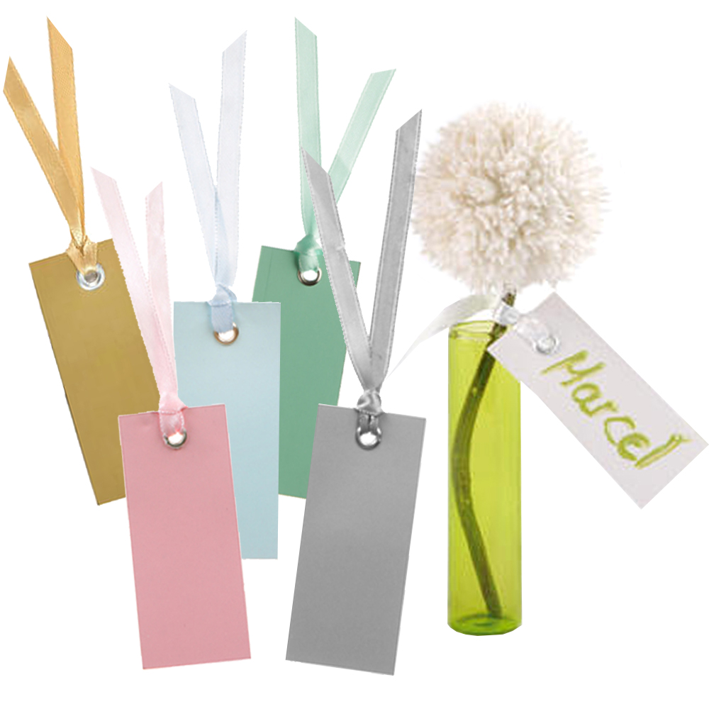 Namenskarte m. Band 3 x 7 cm (12 Stück)