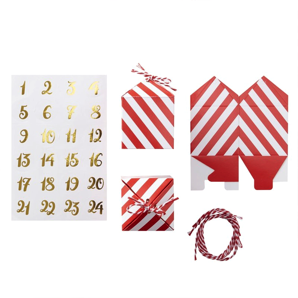 Bastelset Adventskalender "Red & Gold" 24 tlg.