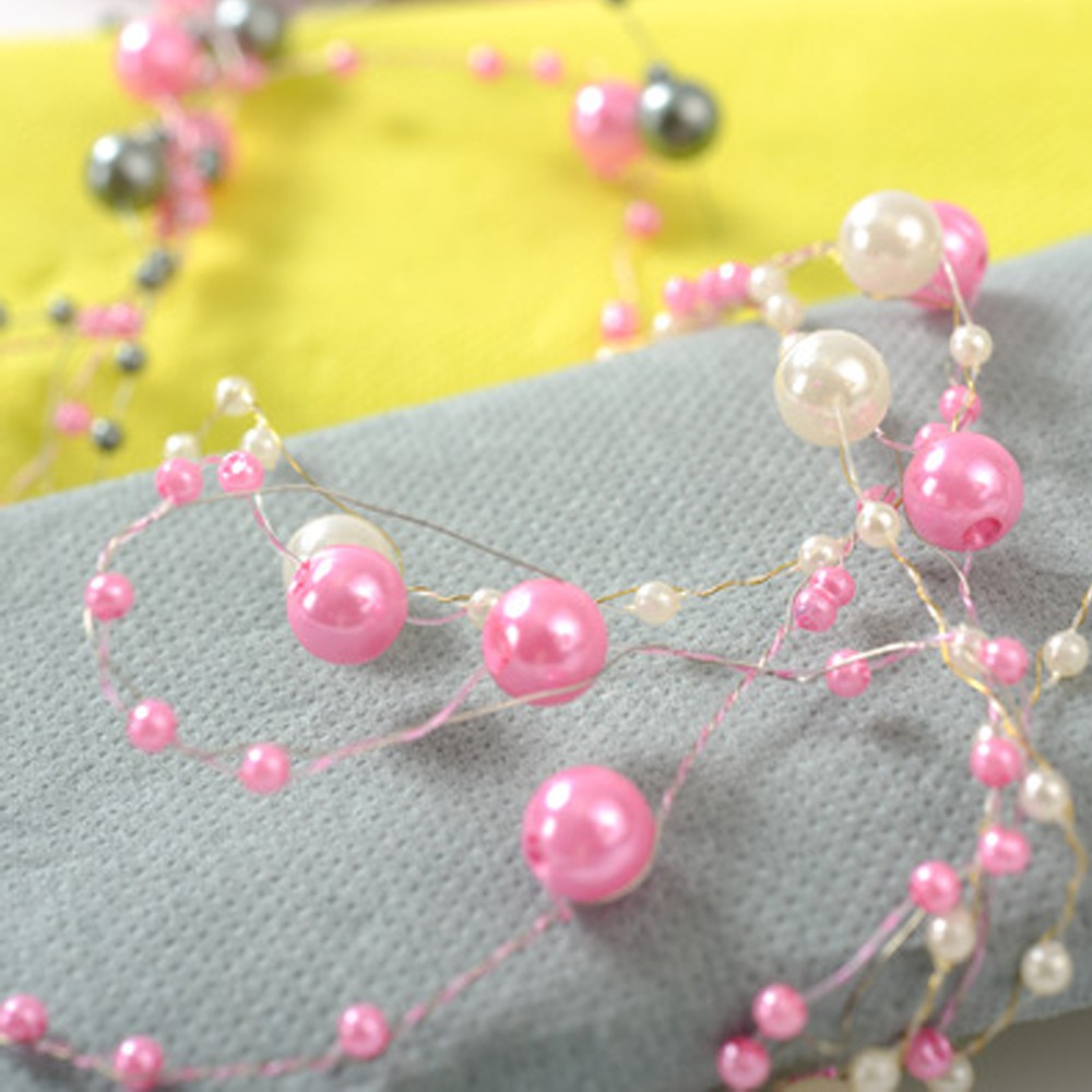 Dekoband Perlen 8 mm x 5 m-fuchsia