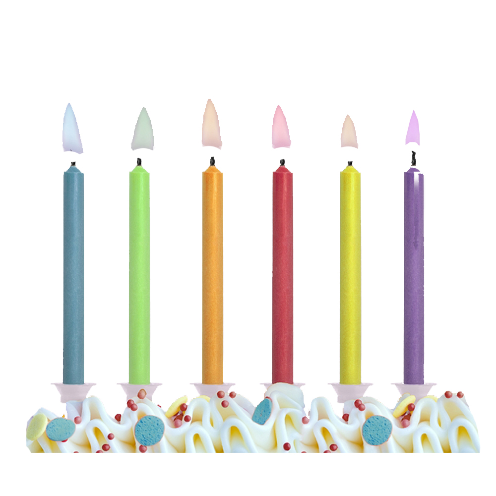 Geburtstagskerzen "Bunte Flamme"  (6 Stück)