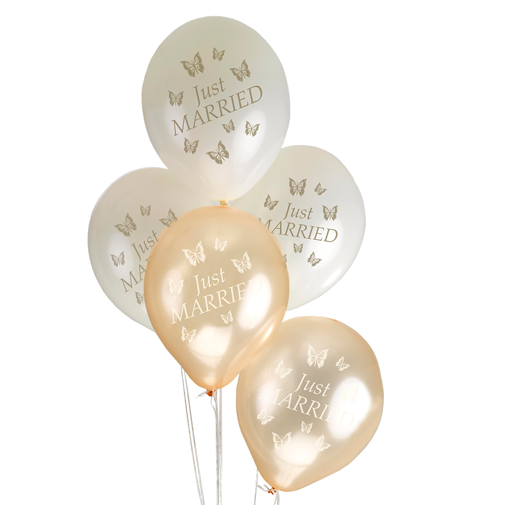 Luftballons "Butterflies" gold-ivory (8 Stück)