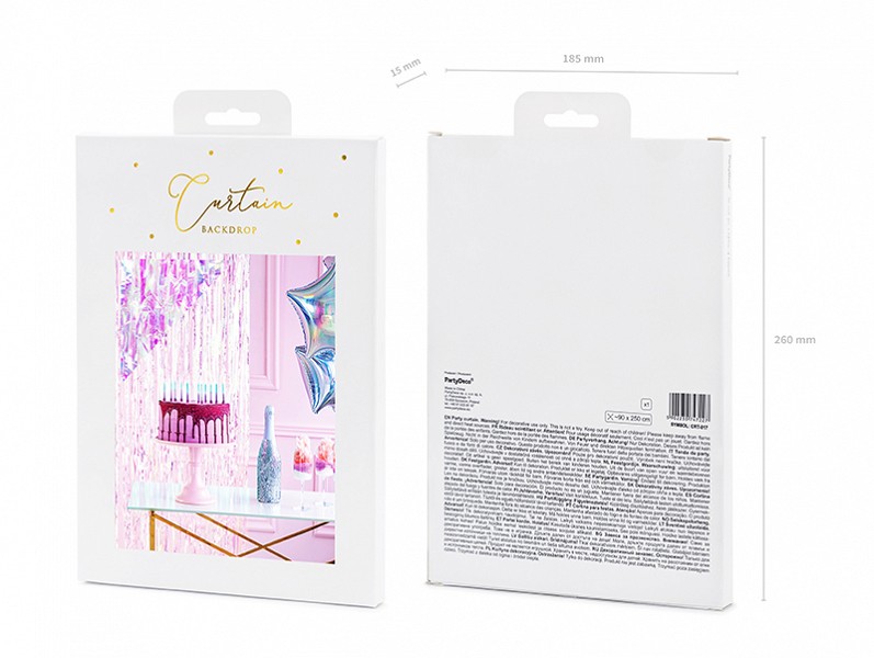 Lametta Vorhang Folie Glitzer -Pink Irisierend - 90 x 250 cm