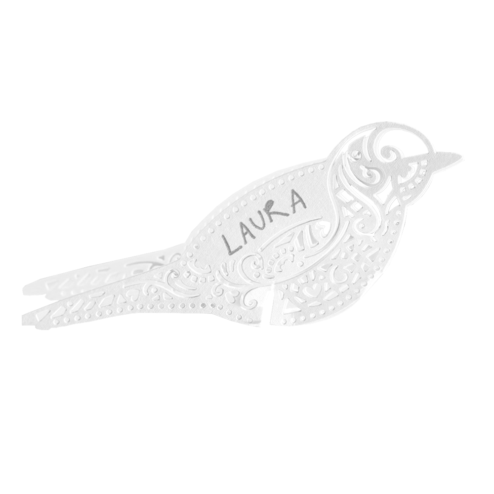 Namenskarte für Glas "Vintage Lace" (10 Stück) weiß