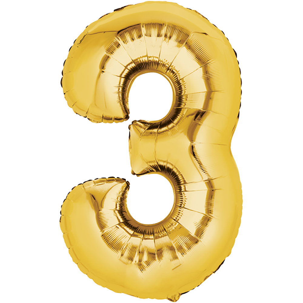 Folienballon Zahl "0-9" gold 40 cm Zahl 0