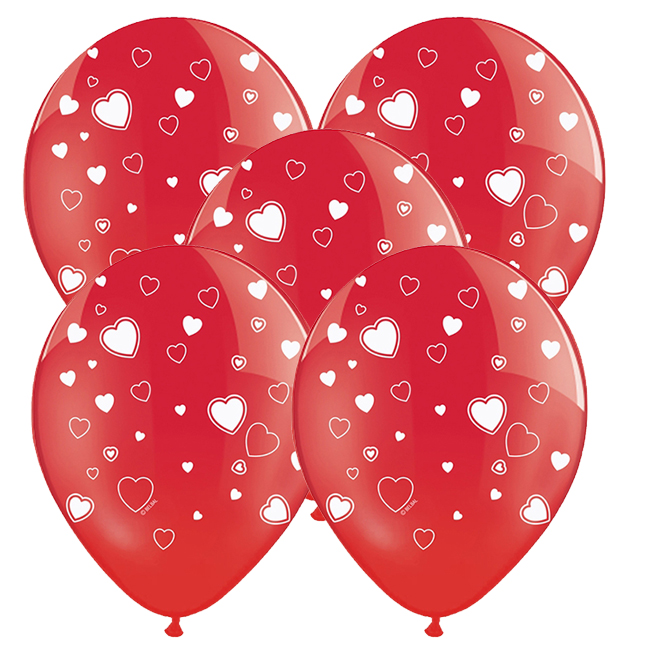 Latexballon Ø 30cm "Herzen rot" (10 Stück)