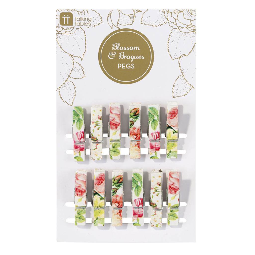 Holzklammern "Blütentraum Vintage" 3,5 cm (12 Stück) SALE