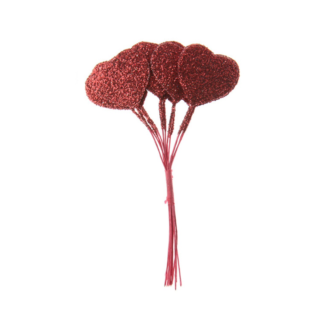 Glitterherzen Bund (12 Stück) weiß SALE