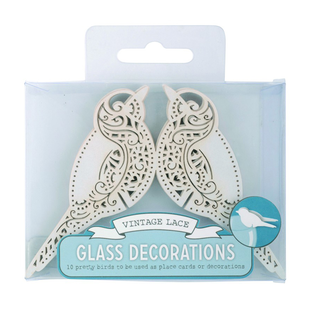 Namenskarte für Glas "Vintage Lace" (10 Stück) weiß