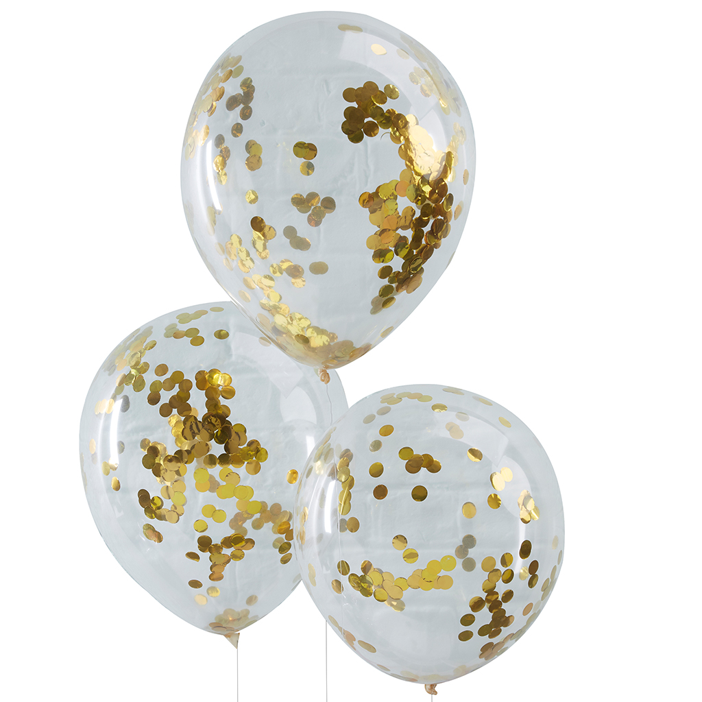 Luftballons Gold Konfetti "Pick & Mix" Ø30 cm (5 Stk.)