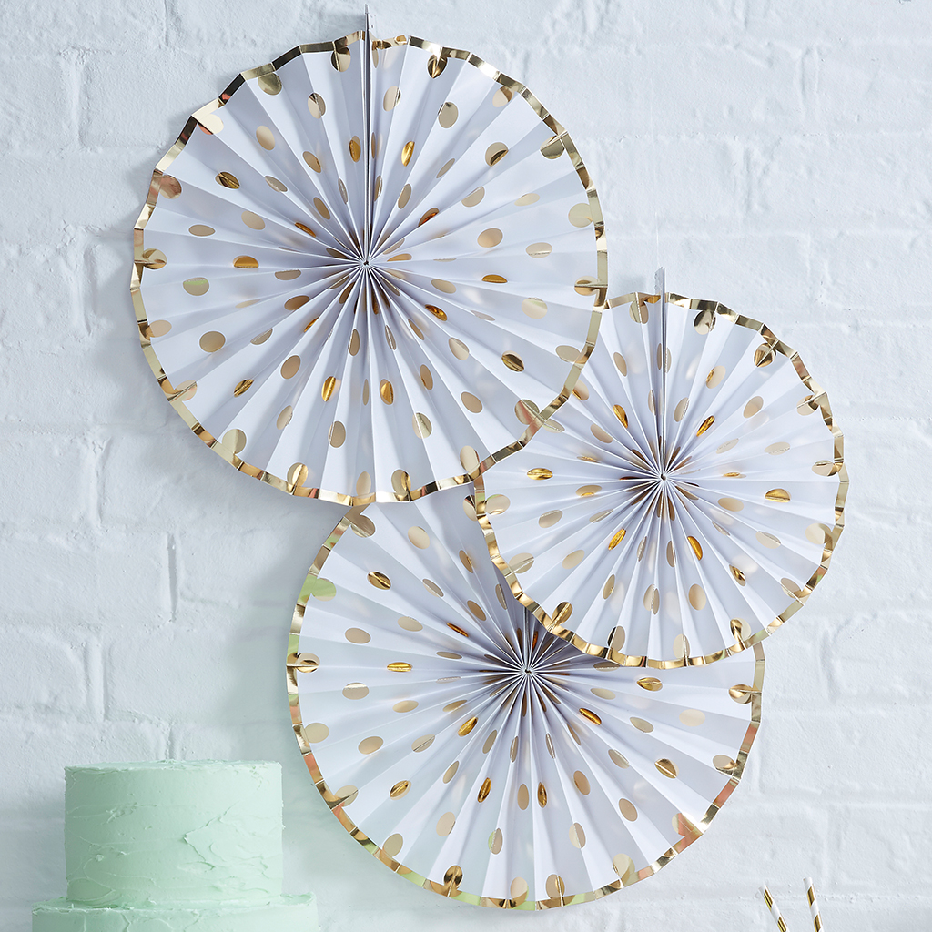 Fächer Rosetten Gold "Pick & Mix" (3 Stück)