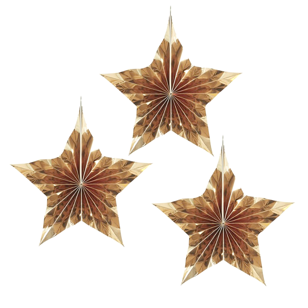 Dekoration "Gold Metallic Star" Sterne (3 Stück) ABVERKAUF