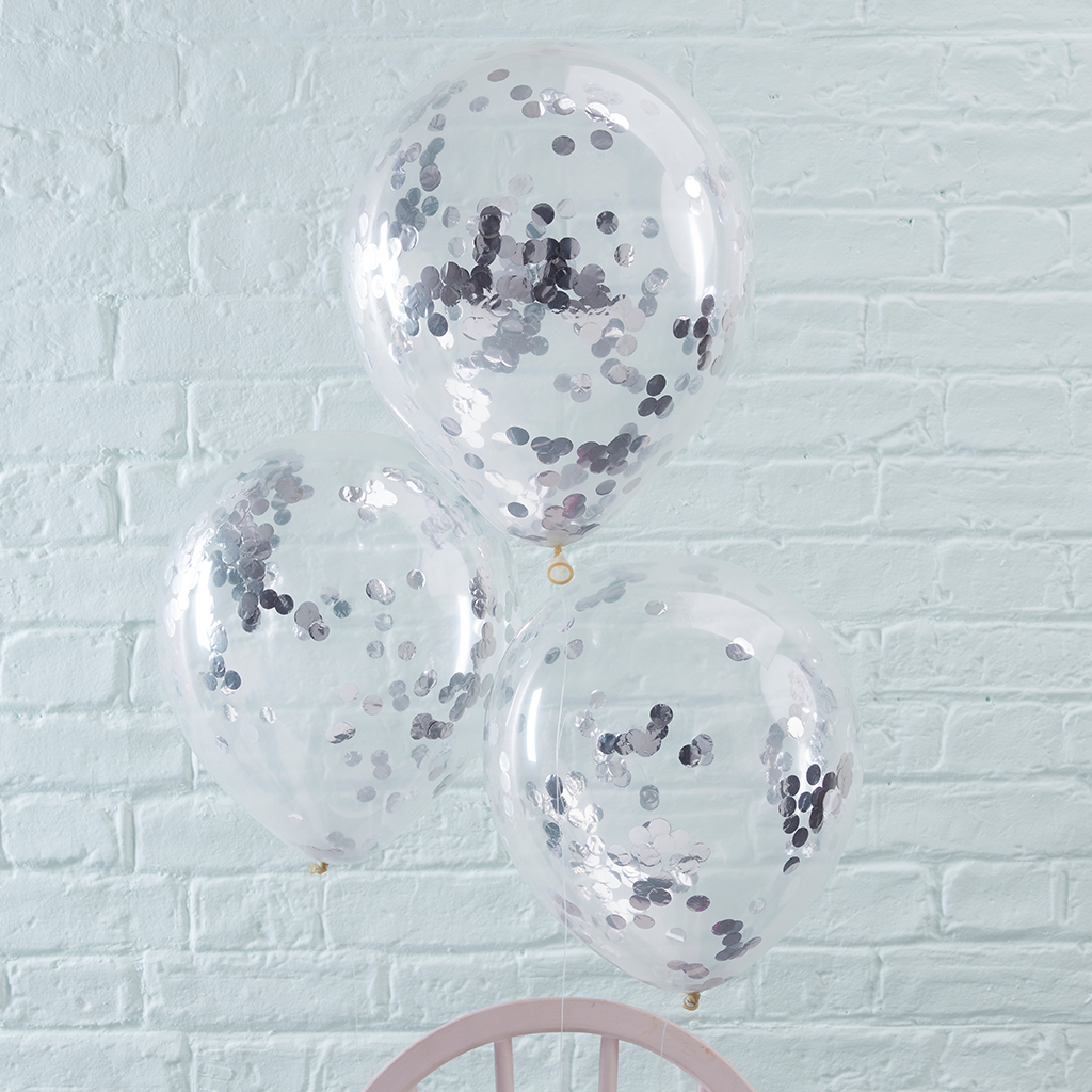 Luftballons Silber Konfetti "Pick & Mix" Ø30 cm (5 Stk)