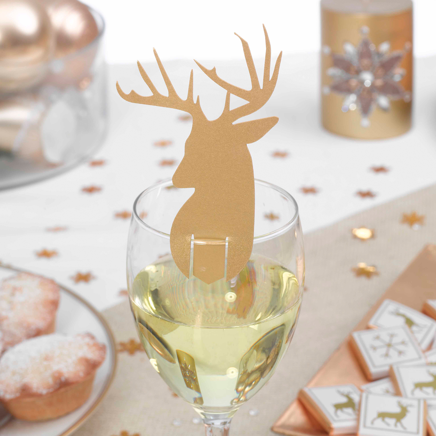 Glasdekoration "Winter Wonderland" Hirsch (10 Stk) ABVERKAUF